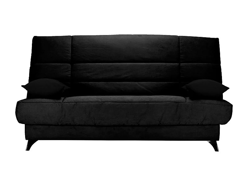 Banquette Clic-clac tissu 130x190 matelas Bultex 14cm avec rangement Belax-Couleur Noir