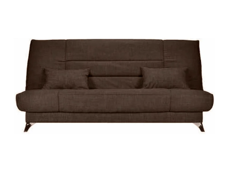 Banquette Clic-clac tissu 130x190 matelas Starflex 13cm avec rangement Kalix-Couleur Marron