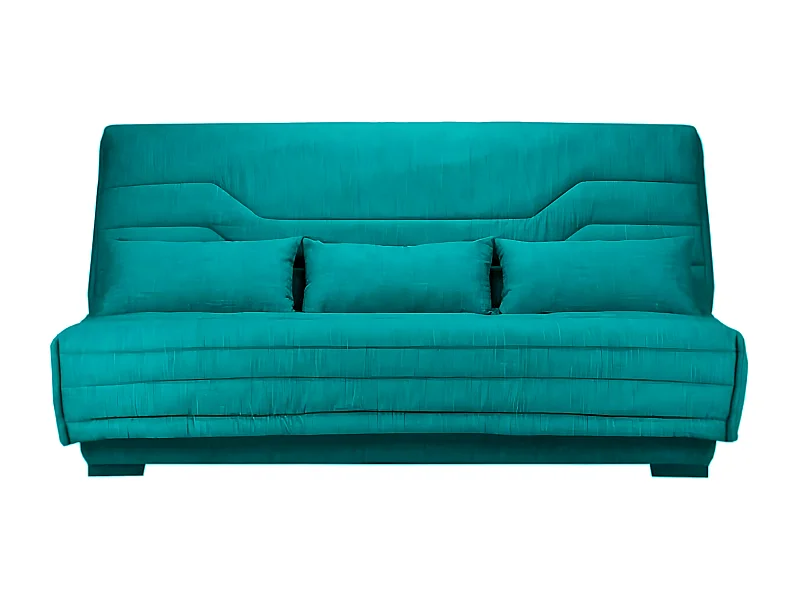 Canapé Clic Clac nouveau tissu avec coffre matelas Bultex 15cm Bianca 140x200-Couleur Bleu cyan
