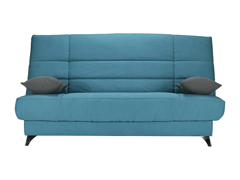 Banquette Clic-clac tissu 130x190 matelas Bultex 14cm avec rangement Belax-Couleur Bleu canard
