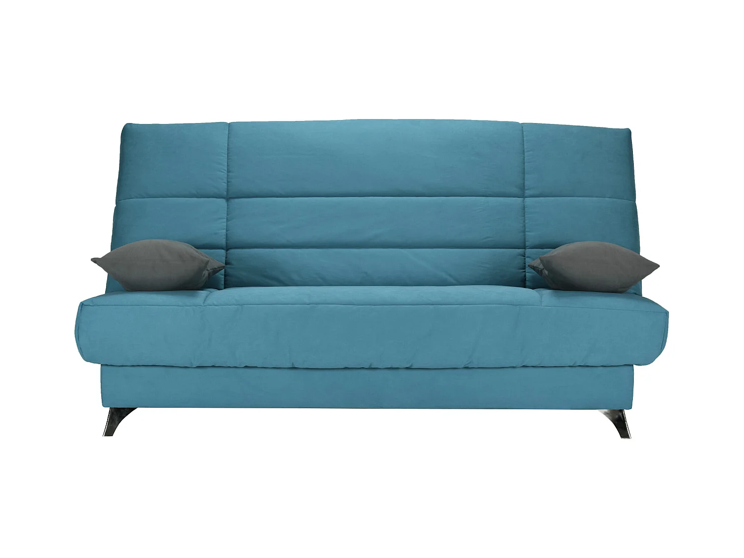 Banquette Clic-clac tissu 130x190 matelas Bultex 14cm avec rangement Belax-Couleur Bleu canard