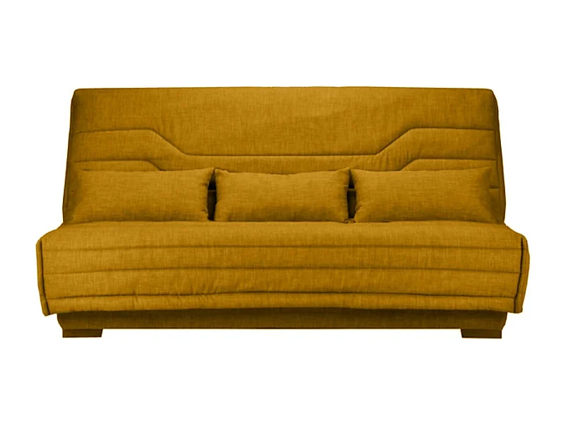 Canapé Clic Clac nouveau tissu avec coffre matelas Bultex 15cm Bianca 140x200-Couleur Jaune ambre