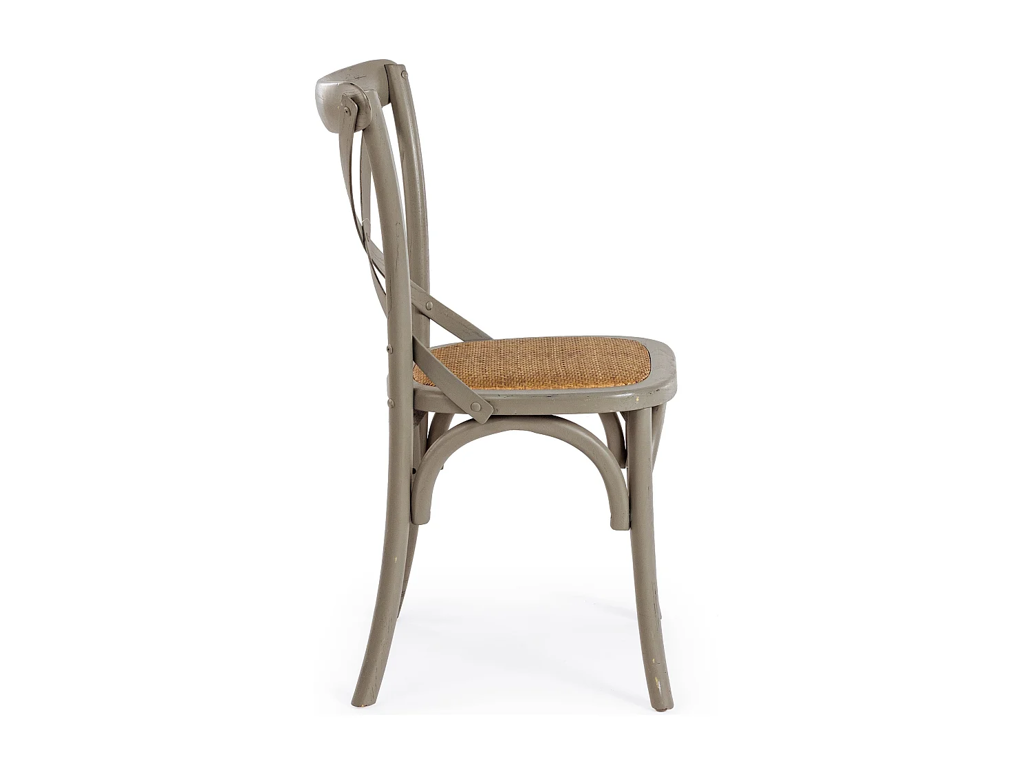 Chaise de cuisine Kiken - Fusion élégante de bois d'orme et rotin-Couleur Gris