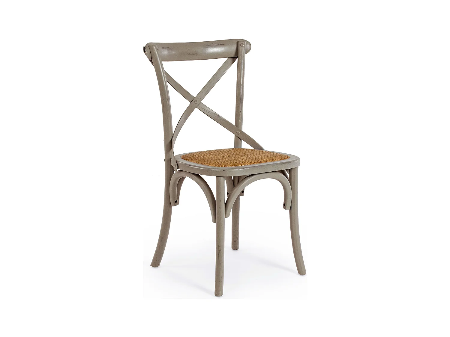 Chaise de cuisine Kiken - Fusion élégante de bois d'orme et rotin-Couleur Gris