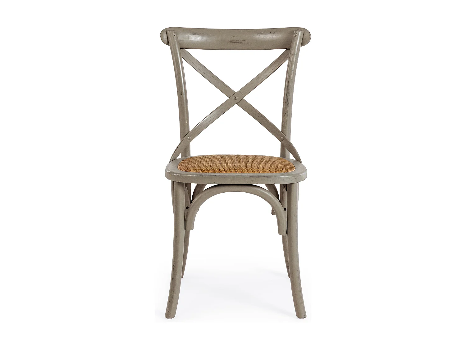 Chaise de cuisine Kiken - Fusion élégante de bois d'orme et rotin-Couleur Gris