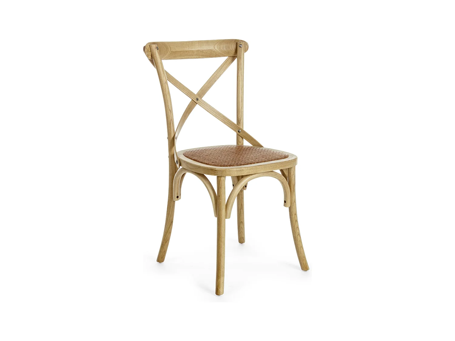 Chaise de cuisine Kiken - Fusion élégante de bois d'orme et rotin-Couleur Naturel