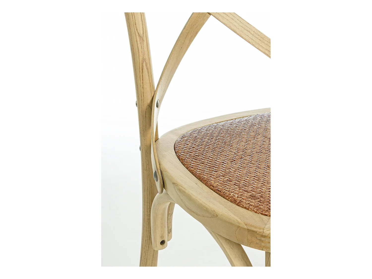 Silla de cocina Kiken - Elegante fusión de madera de olmo y ratán-Color Natural