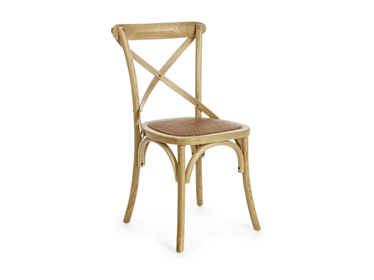 Chaise de cuisine Kiken - Fusion élégante de bois d'orme et rotin-Couleur Naturel