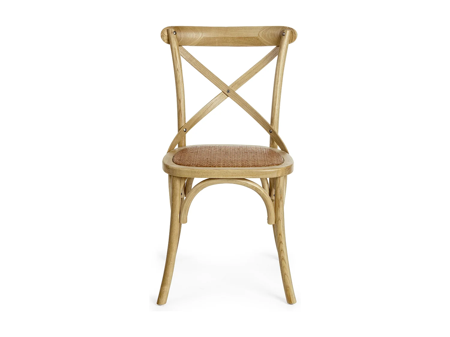 Chaise de cuisine Kiken - Fusion élégante de bois d'orme et rotin-Couleur Naturel