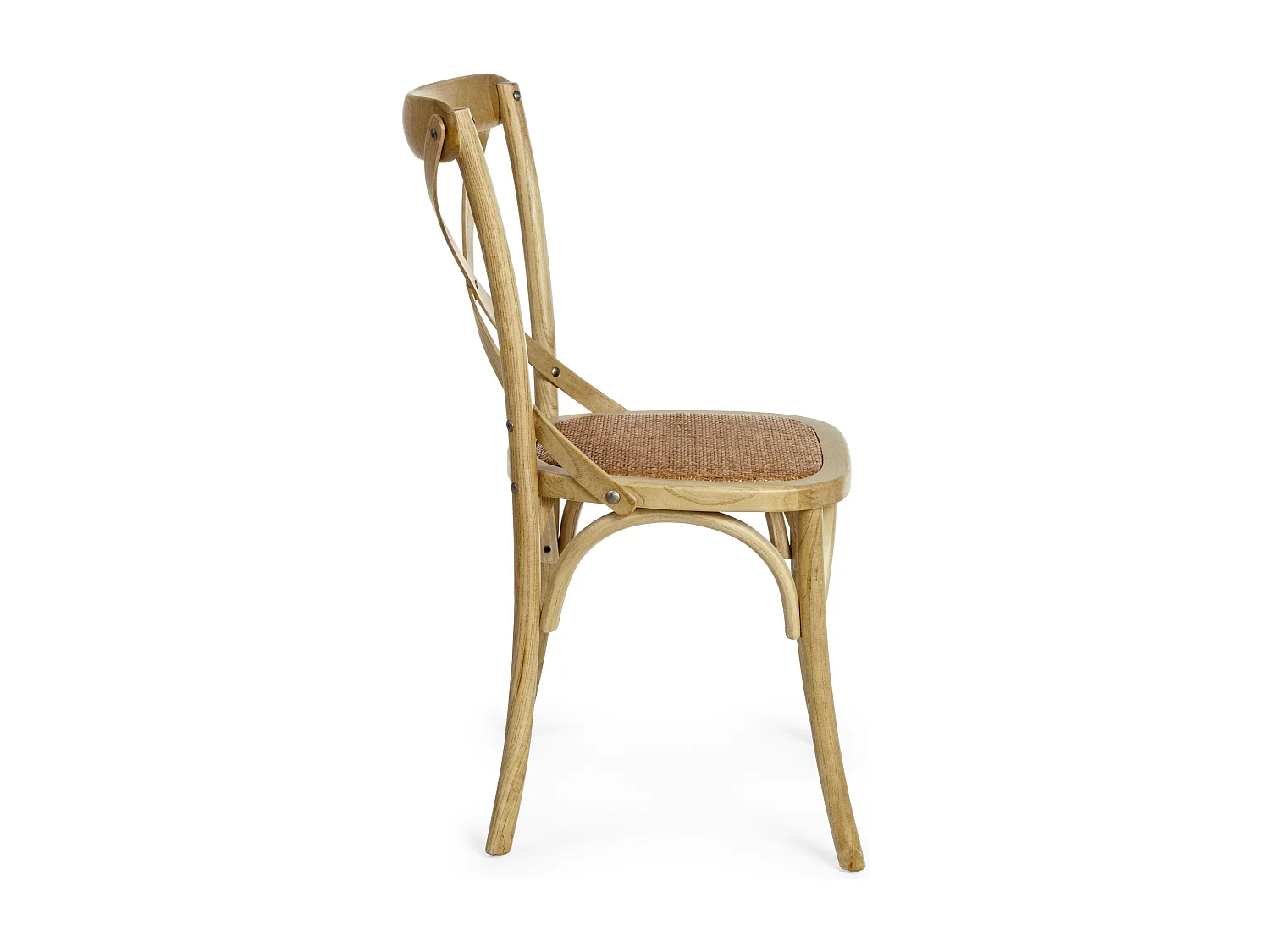 Chaise de cuisine Kiken - Fusion élégante de bois d'orme et rotin-Couleur Naturel