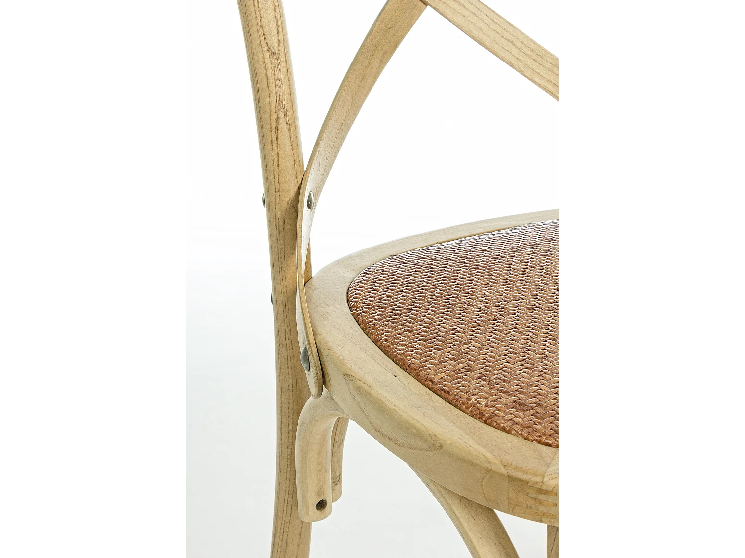 Chaise de cuisine Kiken - Fusion élégante de bois d'orme et rotin-Couleur Naturel