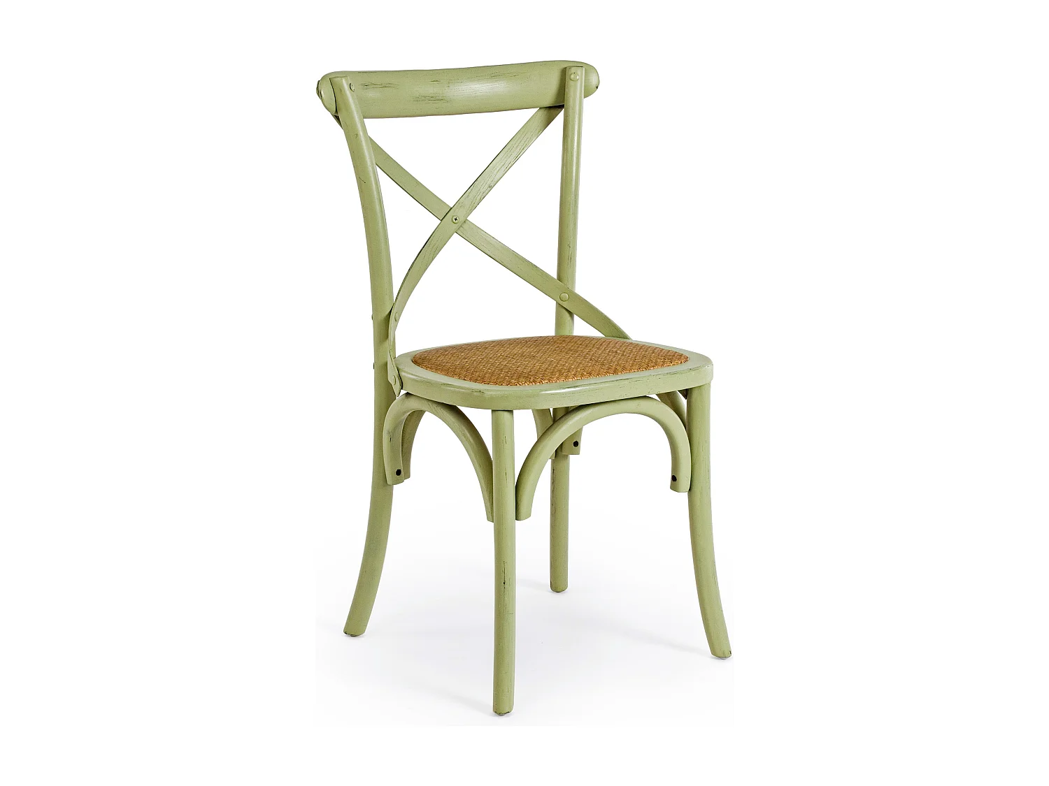 Chaise de cuisine Kiken - Fusion élégante de bois d'orme et rotin-Couleur Vert