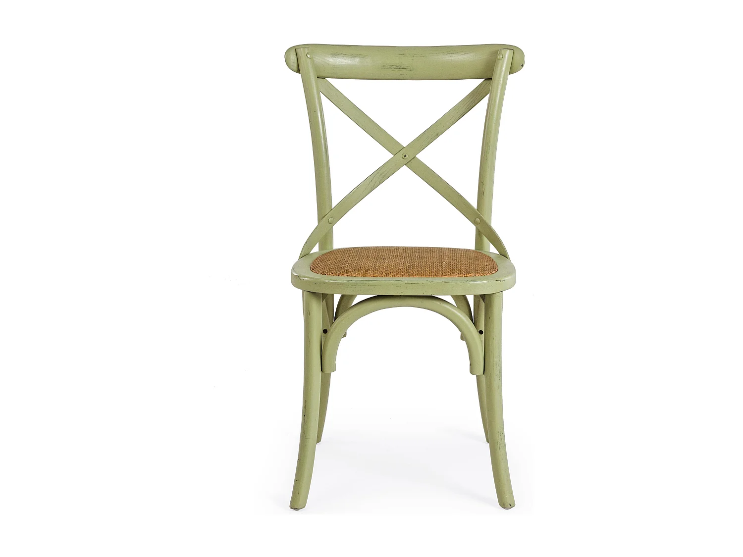 Chaise de cuisine Kiken - Fusion élégante de bois d'orme et rotin-Couleur Vert