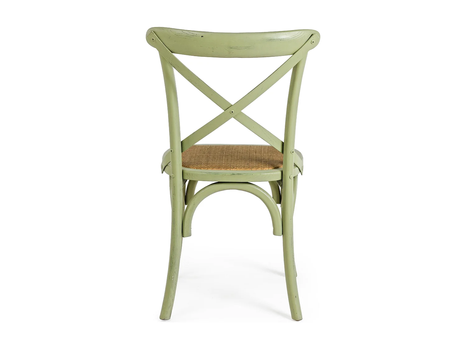 Chaise de cuisine Kiken - Fusion élégante de bois d'orme et rotin-Couleur Vert