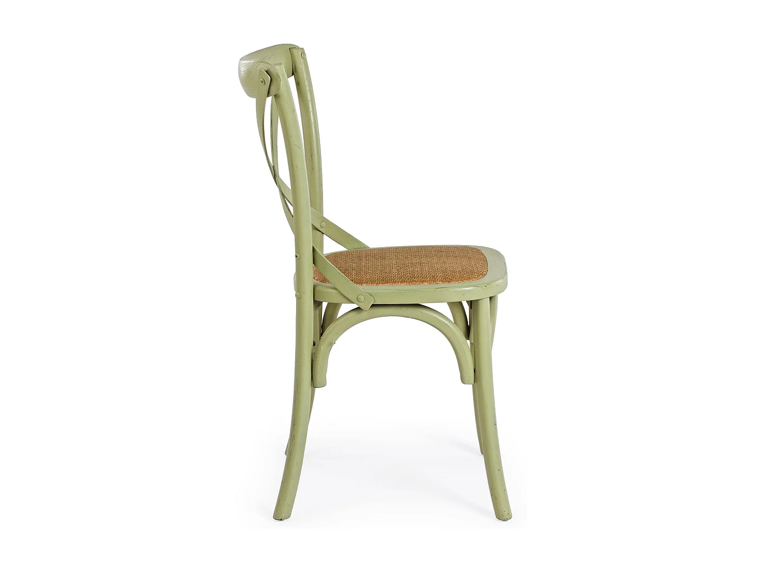 Chaise de cuisine Kiken - Fusion élégante de bois d'orme et rotin-Couleur Vert