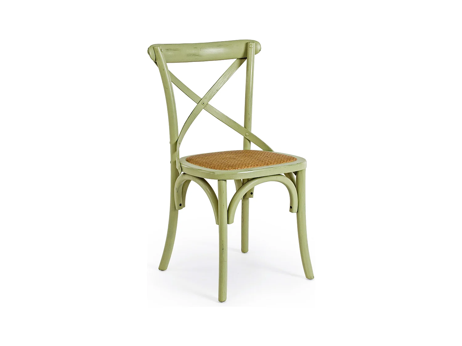 Chaise de cuisine Kiken - Fusion élégante de bois d'orme et rotin-Couleur Vert
