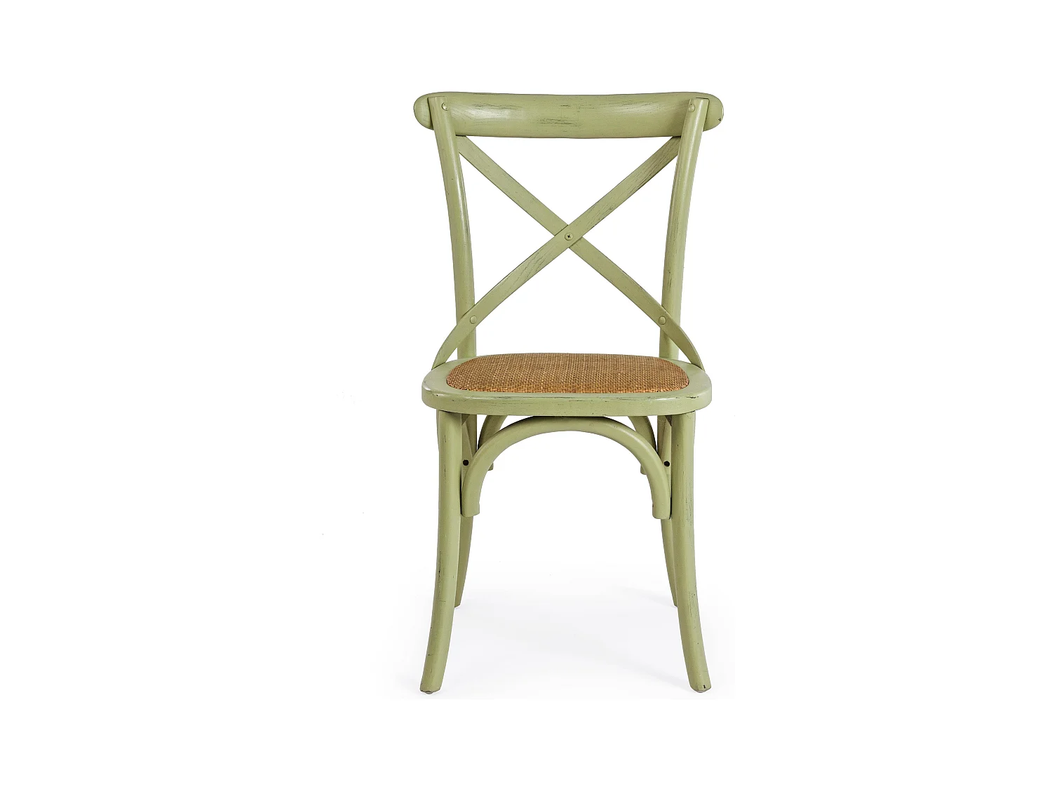 Silla de cocina Kiken - Elegante fusión de madera de olmo y ratán-Color Verde