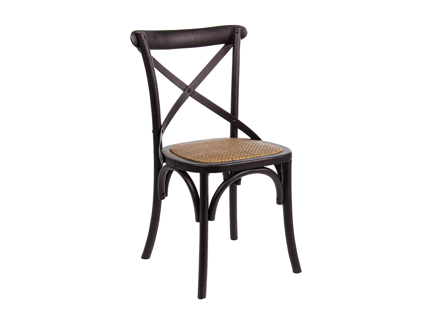 Chaise de cuisine Kiken - Fusion élégante de bois d'orme et rotin-Couleur Noir