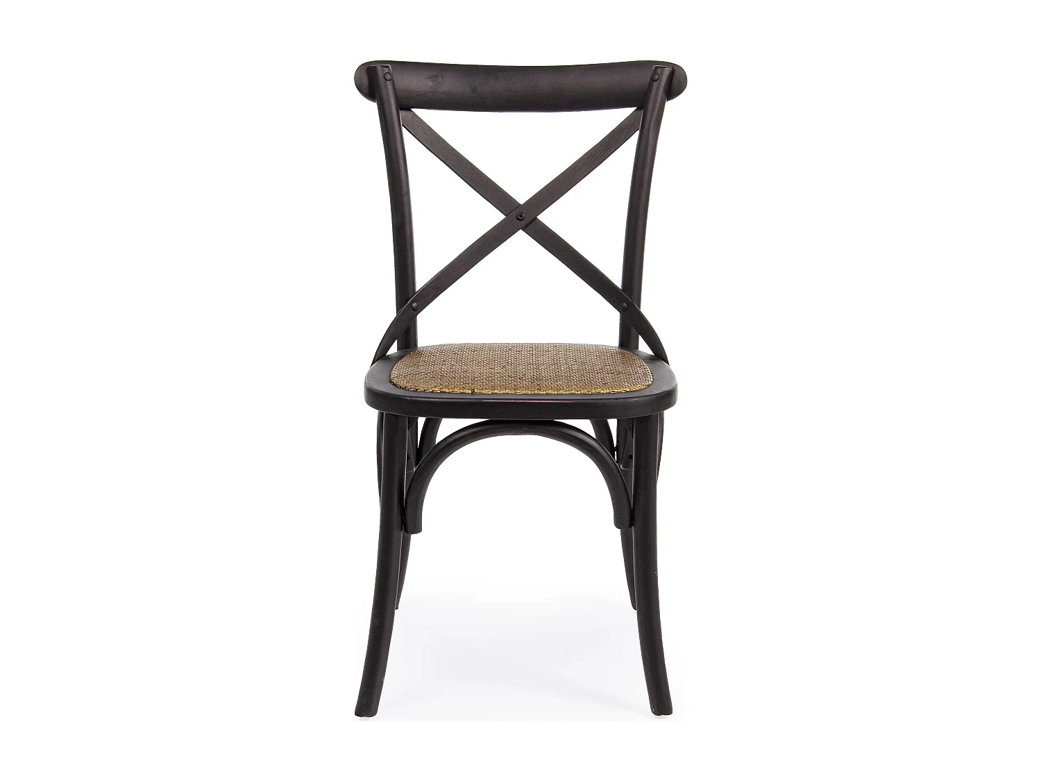 Chaise de cuisine Kiken - Fusion élégante de bois d'orme et rotin-Couleur Noir