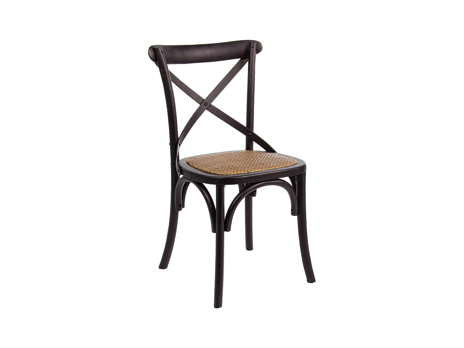 Chaise de cuisine Kiken - Fusion élégante de bois d'orme et rotin-Couleur Noir