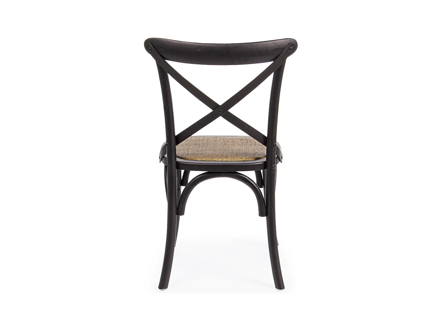 Silla de cocina Kiken - Elegante fusión de madera de olmo y ratán-Color Negro