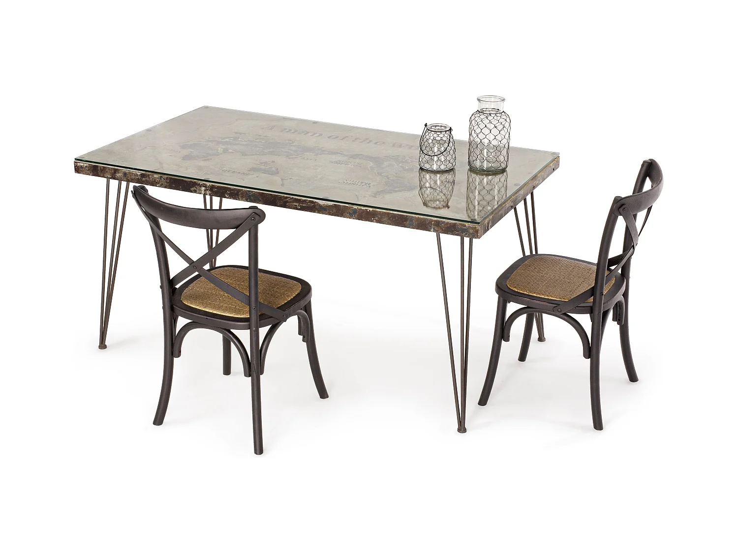 Silla de cocina Kiken - Elegante fusión de madera de olmo y ratán-Color Negro