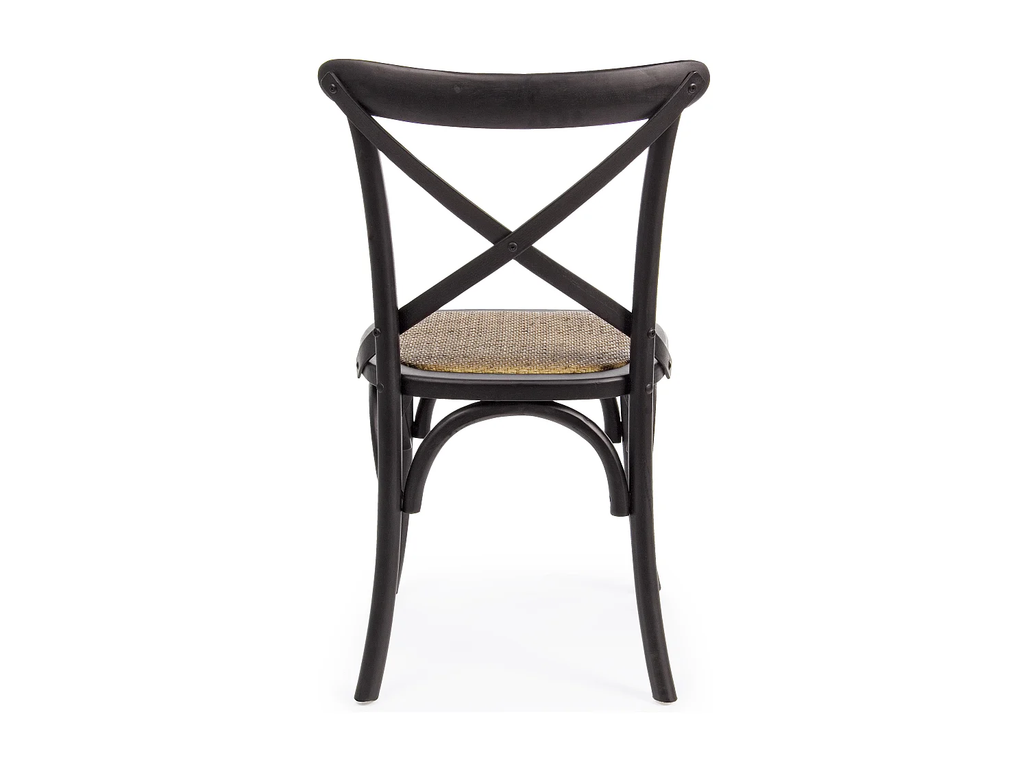 Chaise de cuisine Kiken - Fusion élégante de bois d'orme et rotin-Couleur Noir