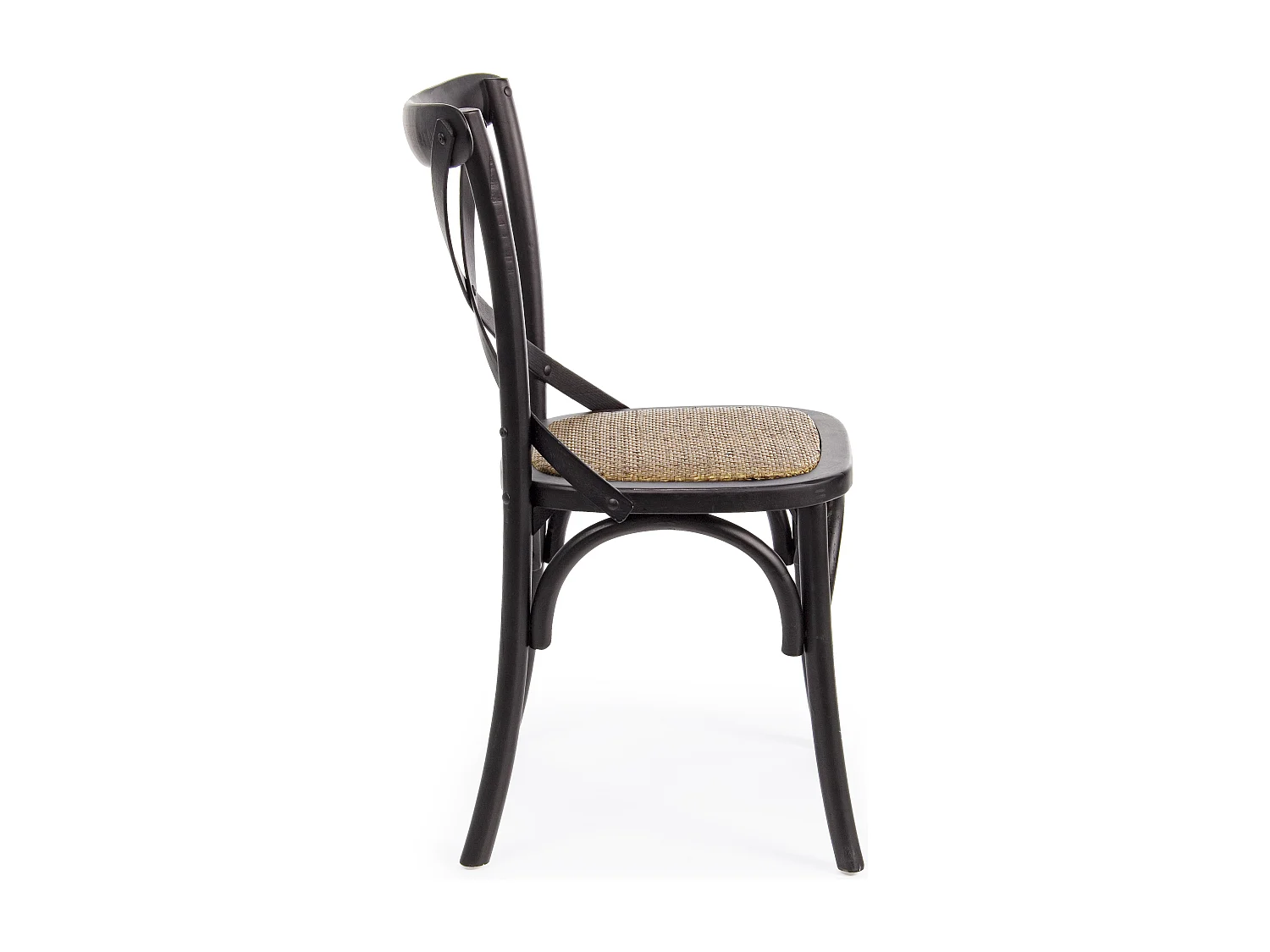 Chaise de cuisine Kiken - Fusion élégante de bois d'orme et rotin-Couleur Noir