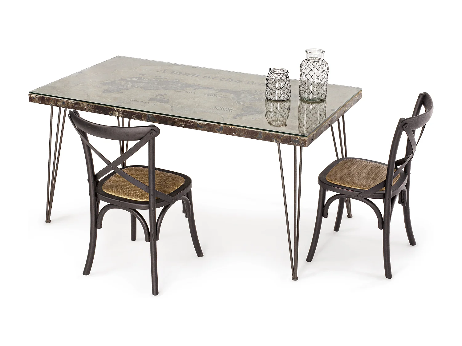 Chaise de cuisine Kiken - Fusion élégante de bois d'orme et rotin-Couleur Noir