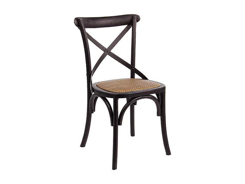 Chaise de cuisine Kiken - Fusion élégante de bois d'orme et rotin-Couleur Noir