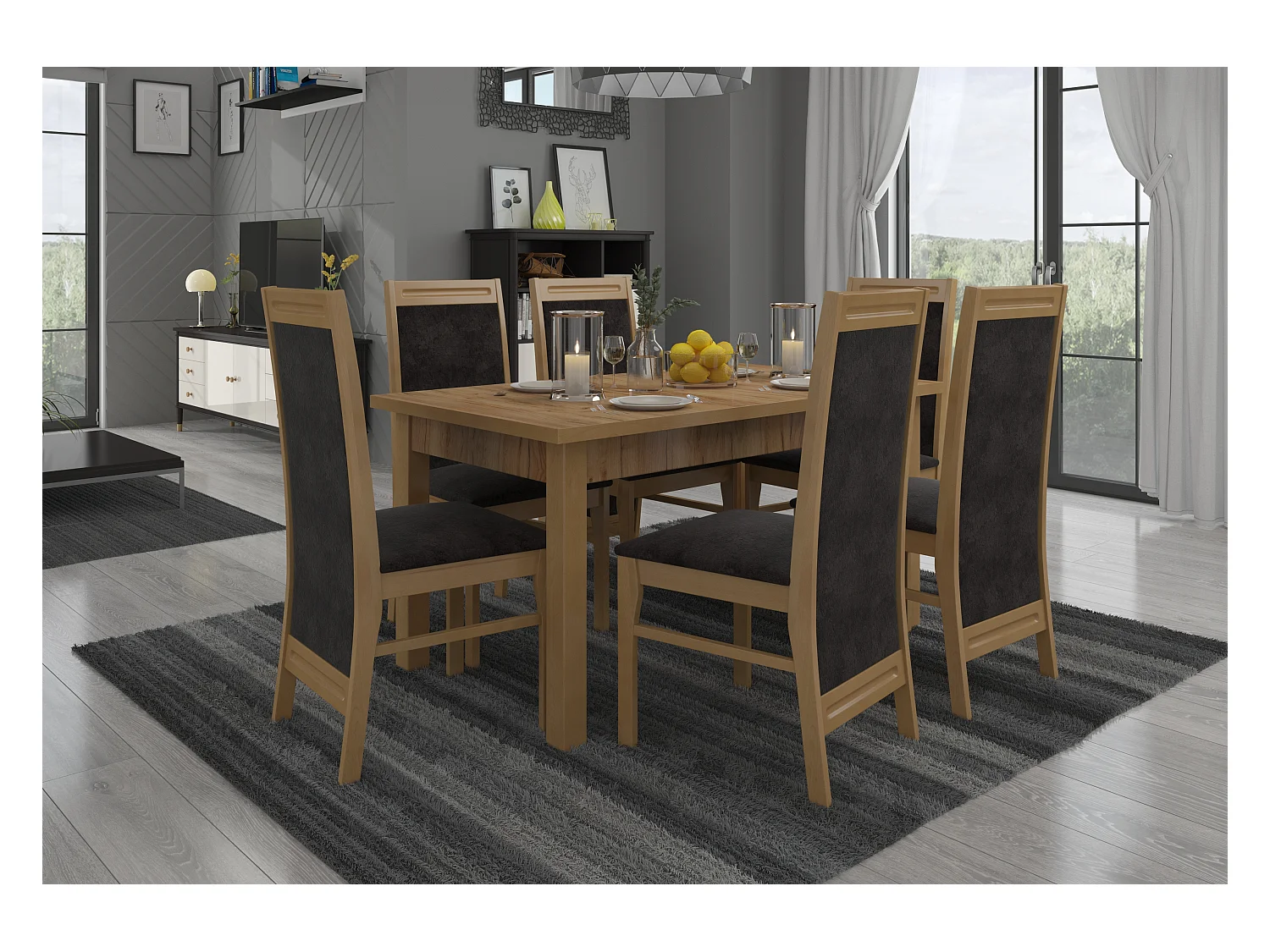 Stoel in natuurlijk beukenhout en 34 kleuren Komba-stof-Stof 27112