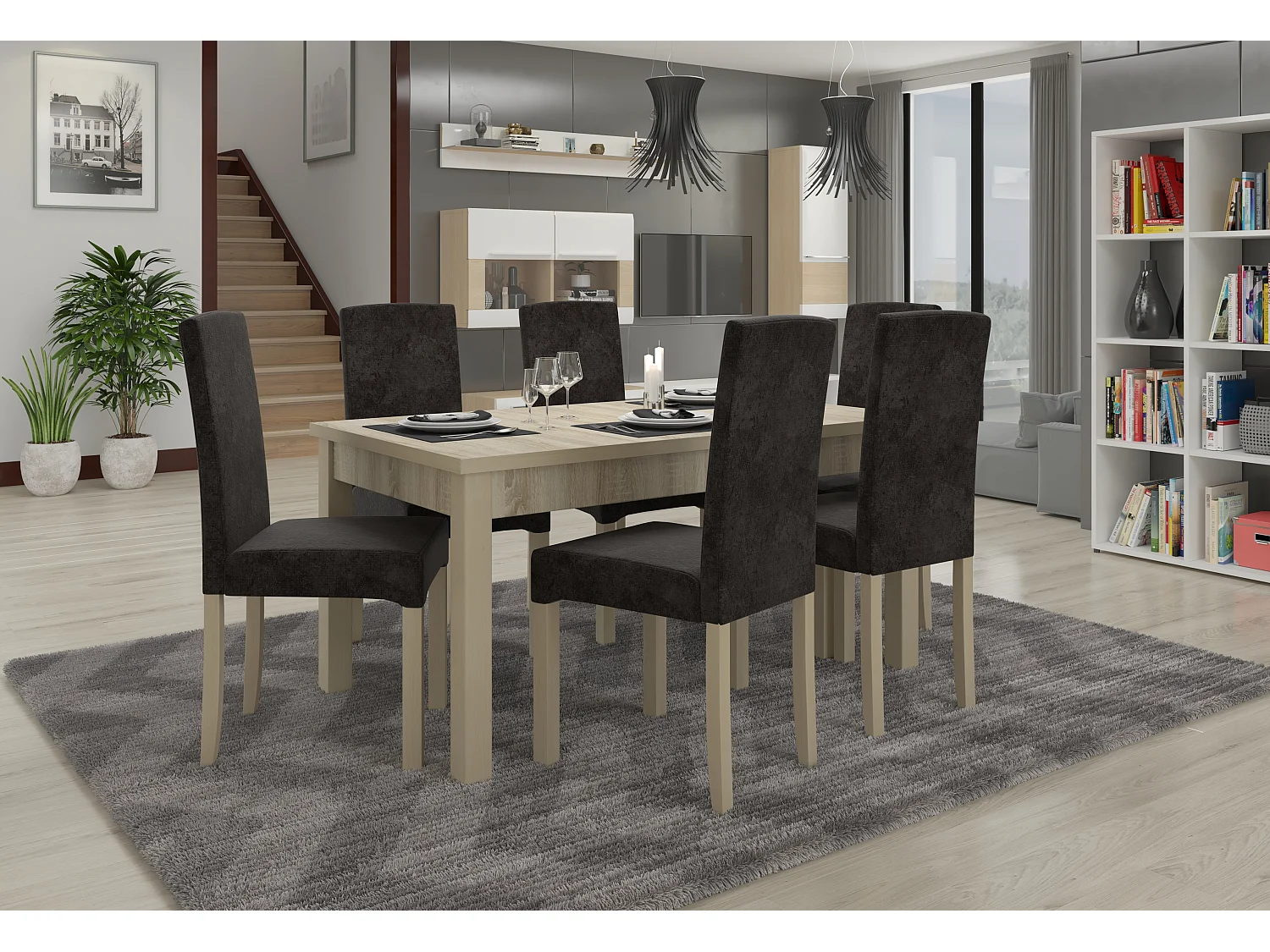 Chaise bois clair sonoma et tissu au choix Zakria-Tissu 27105