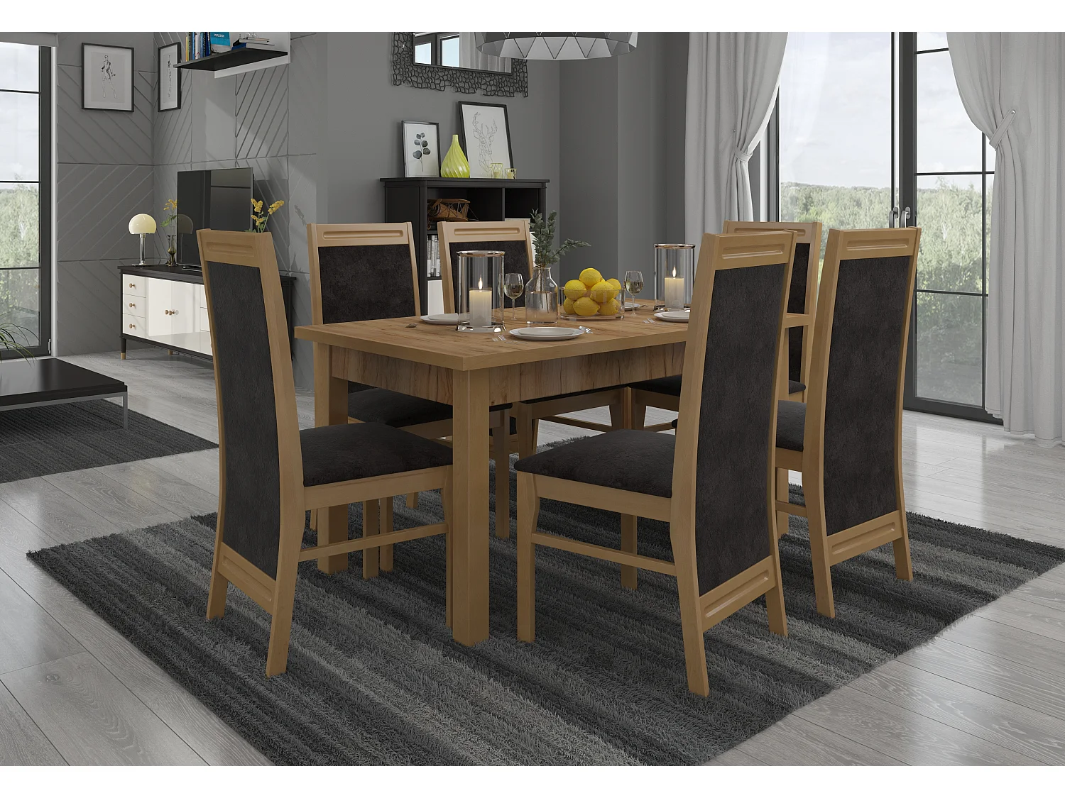 Chaise en bois de hêtre naturel et tissu Komba-Tissu 27117