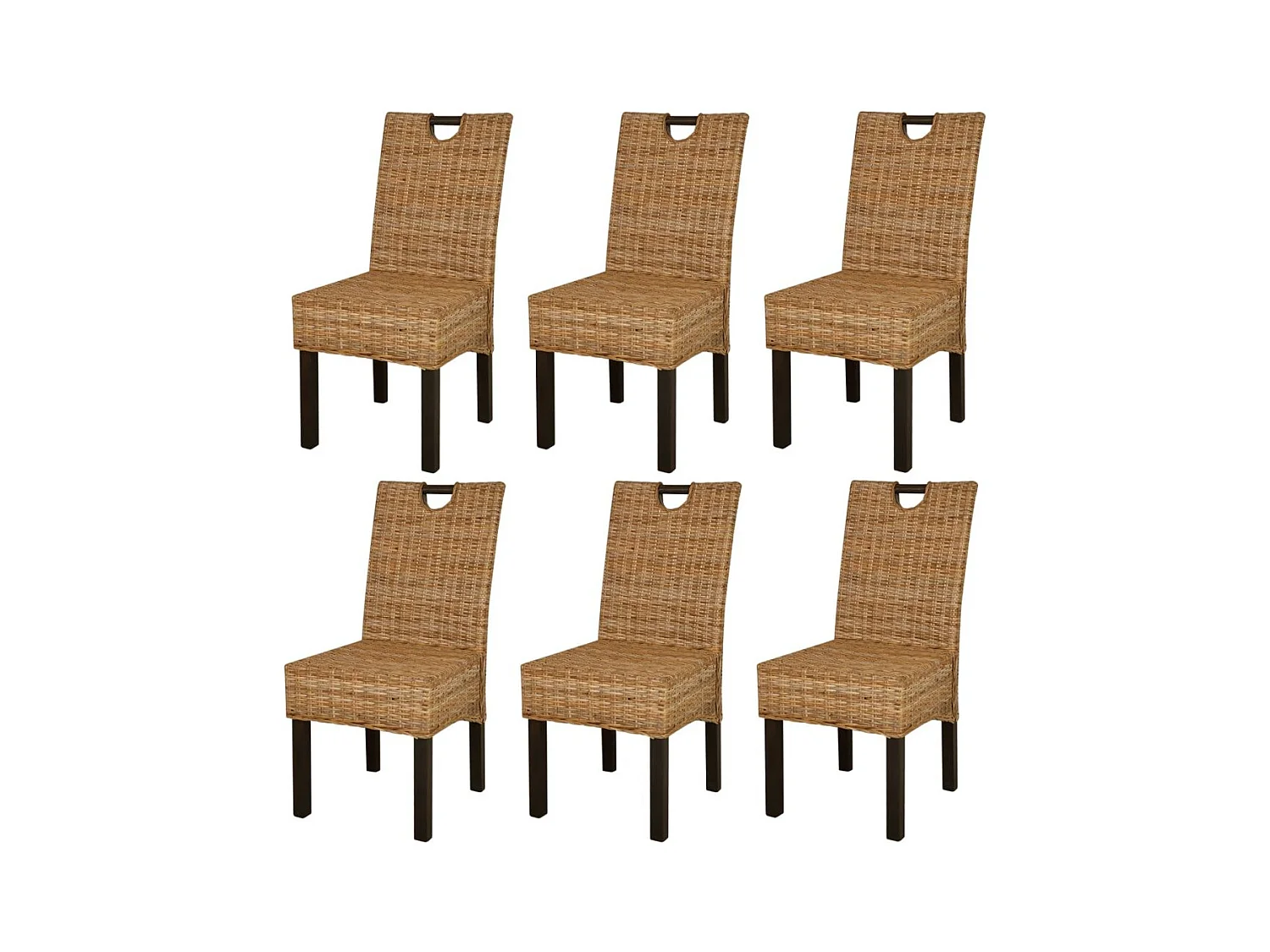 Chaises de salle à manger 6 pcs Rotin Kubu Bois de manguier 2