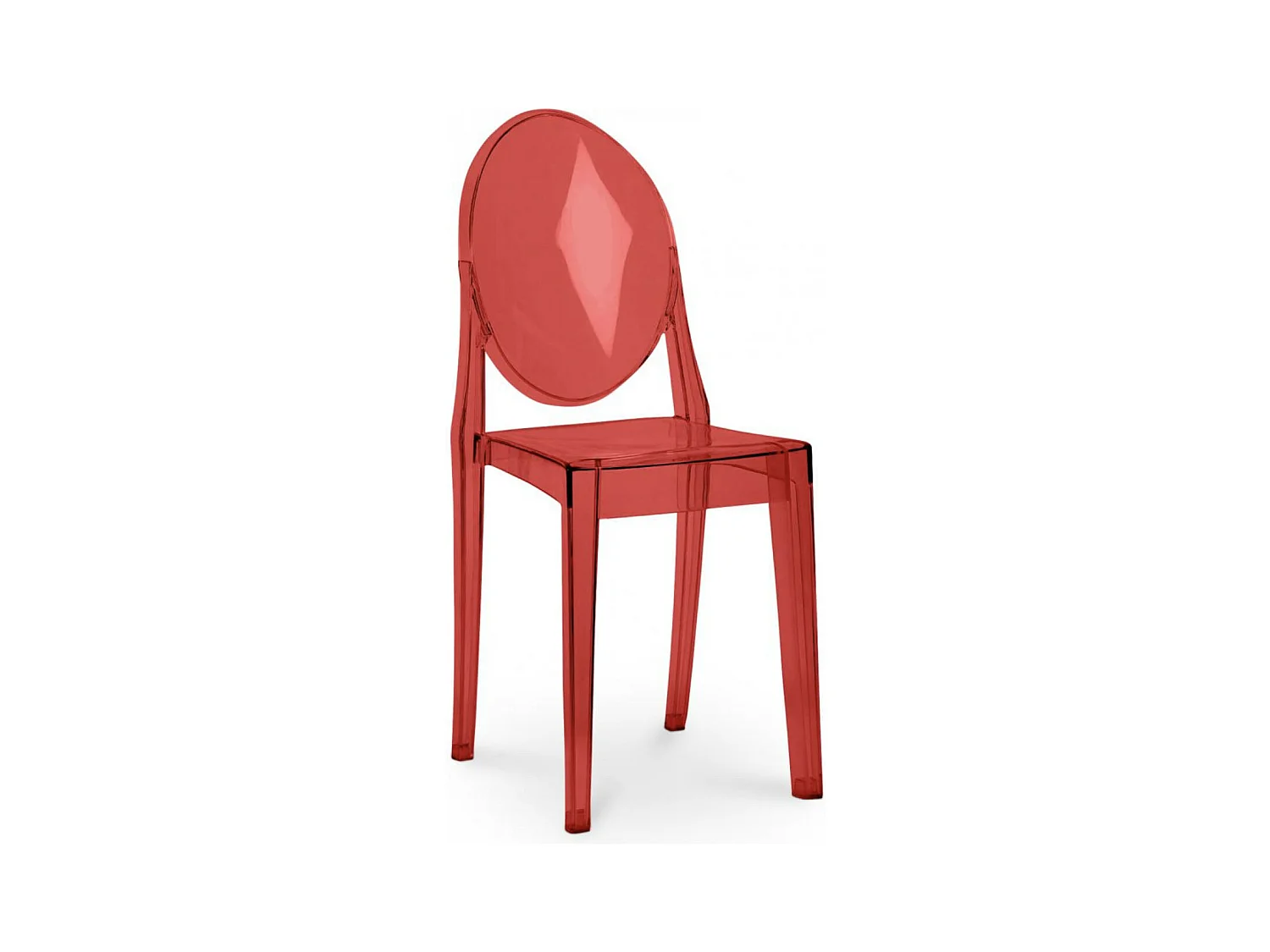 Chaise design en polycarbonate transparent ou Opaque - Collection Louiva-Couleur Rouge transparent