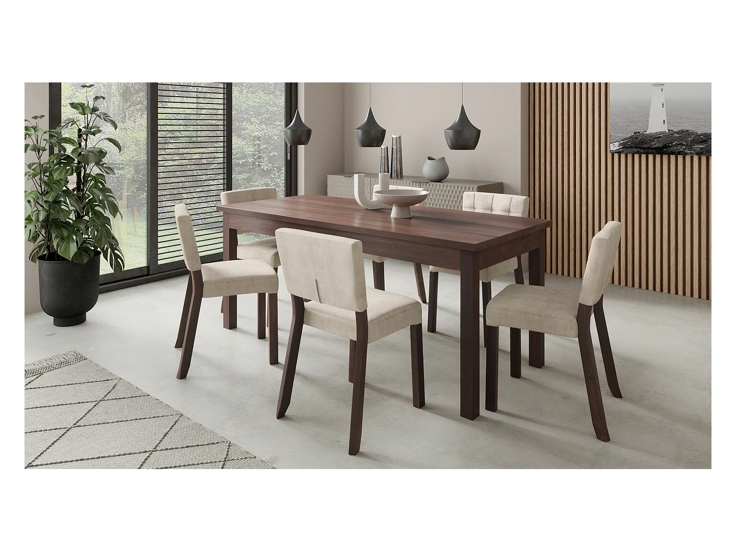 Chaise moderne en bois Noyer foncé et tissu au choix Kloba-Tissu 27108