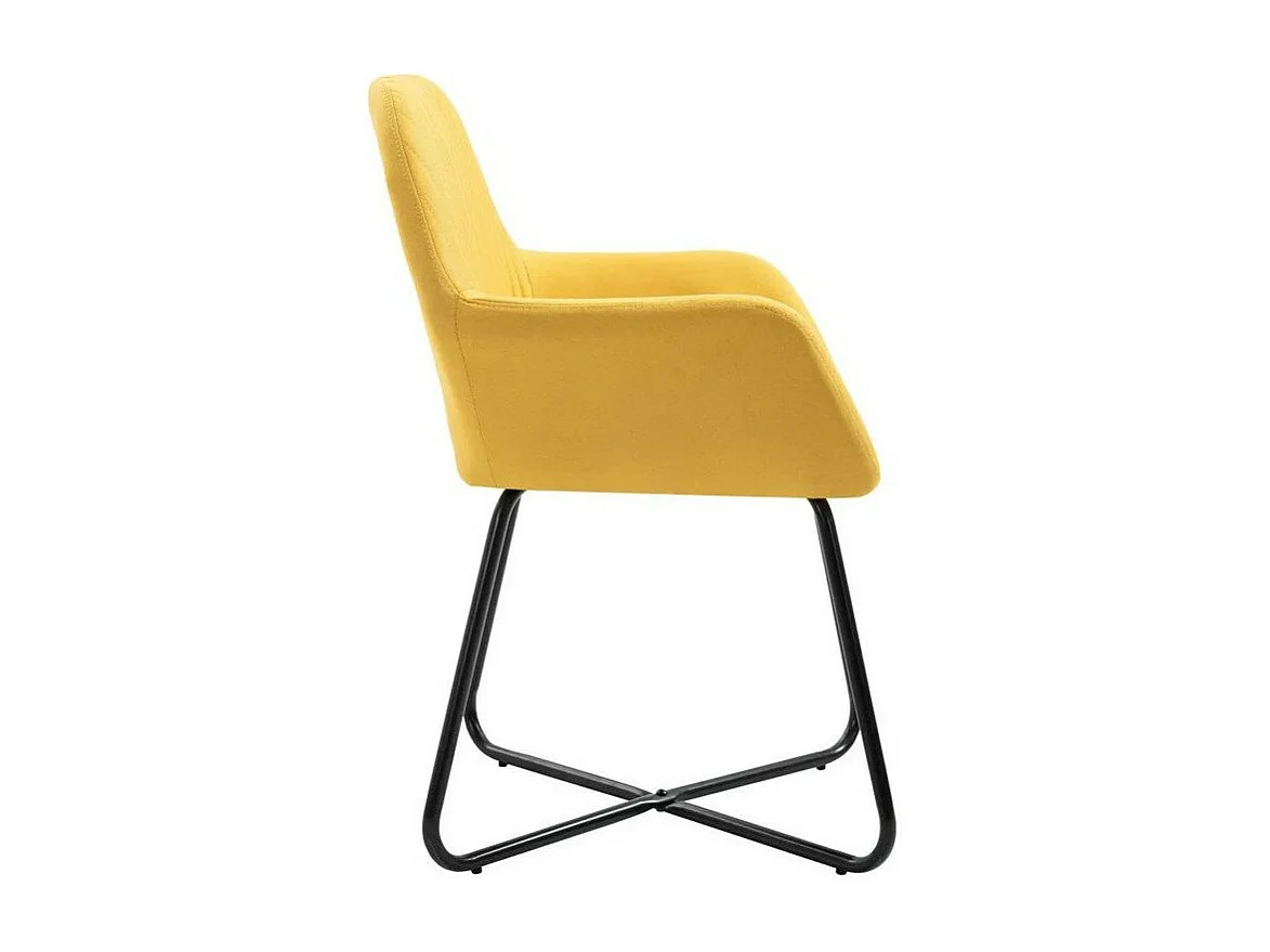 Chaise tissu jaune et pieds métal noir Mikee - Lot de 4