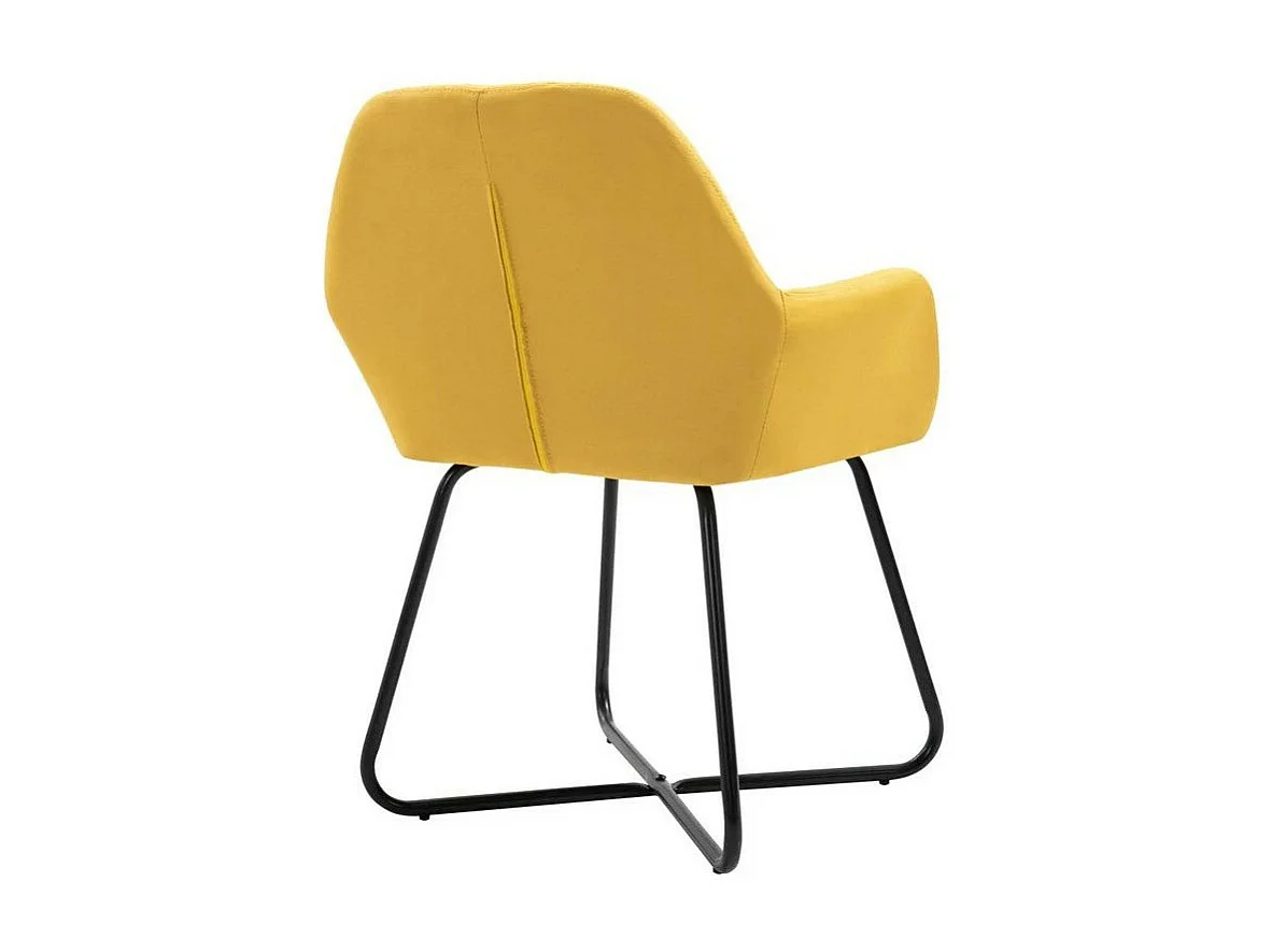 Chaise tissu jaune et pieds métal noir Mikee - Lot de 4