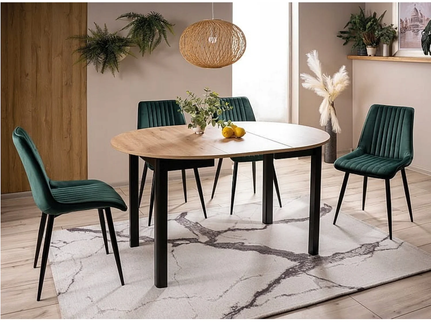 Chaise moderne velours et métal noir Vokida - Lot de 4-Couleur Vert épinard