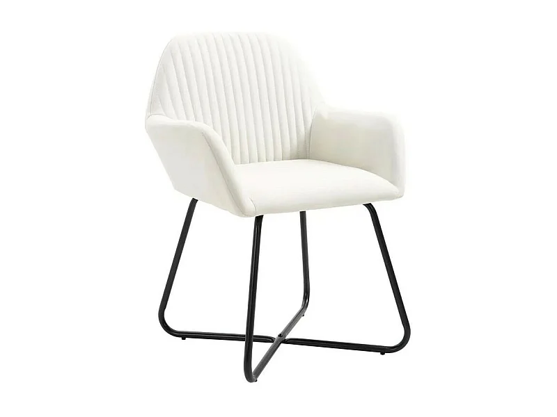 Chaise tissu crème et pieds métal noir Mikee - Lot de 4