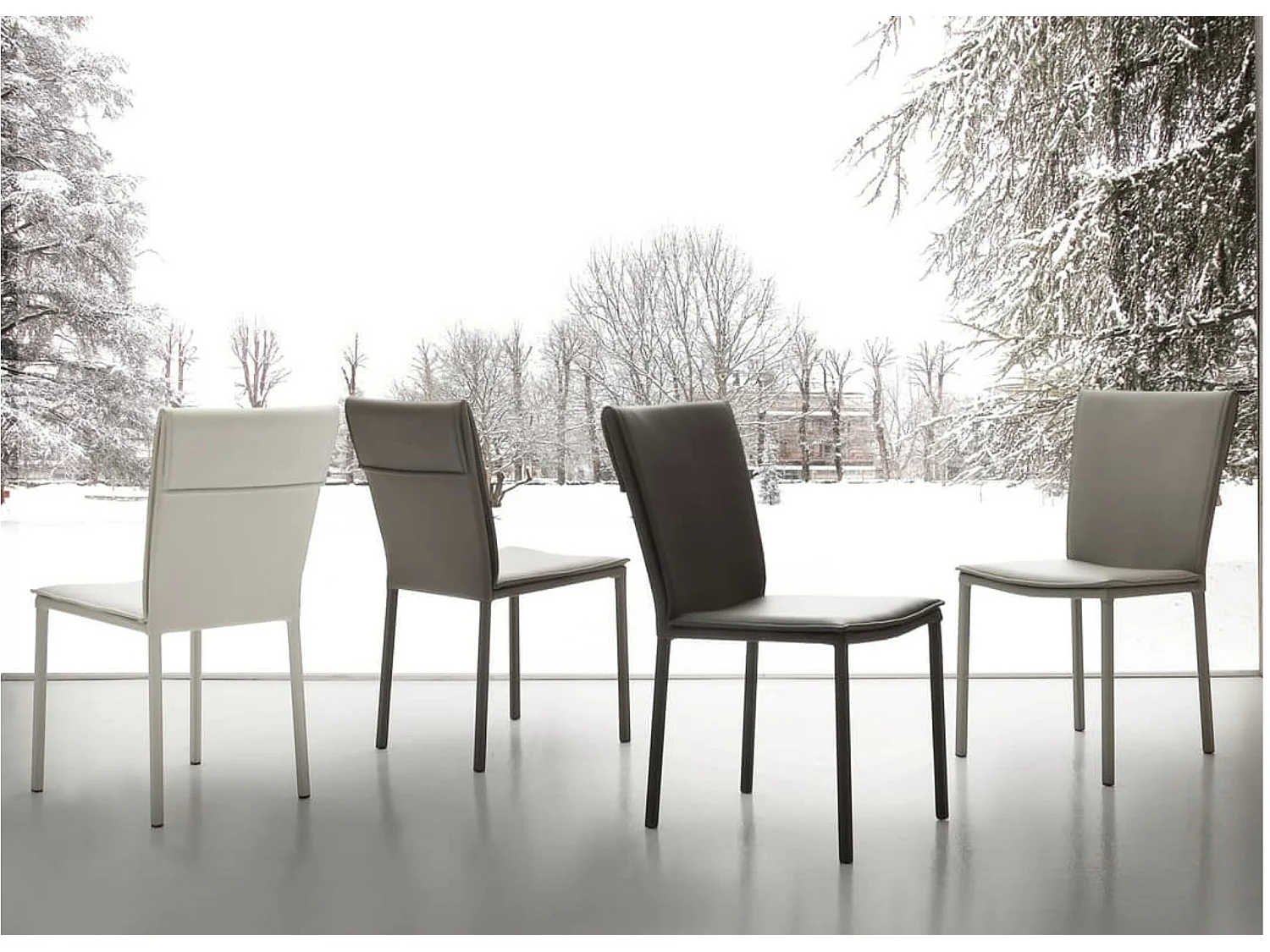 Chaise en faux cuir Jazon - Lot de 6-Couleur Noir