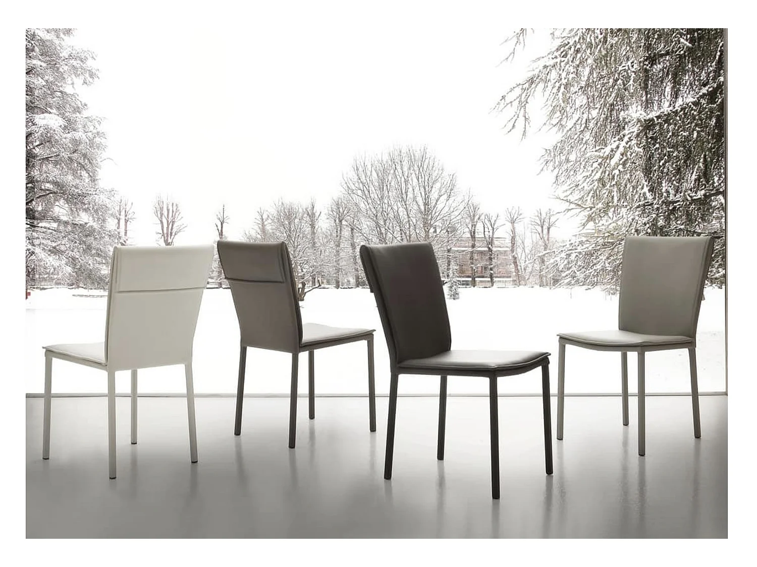 Chaise en faux cuir Jazon - Lot de 6-Couleur Noir
