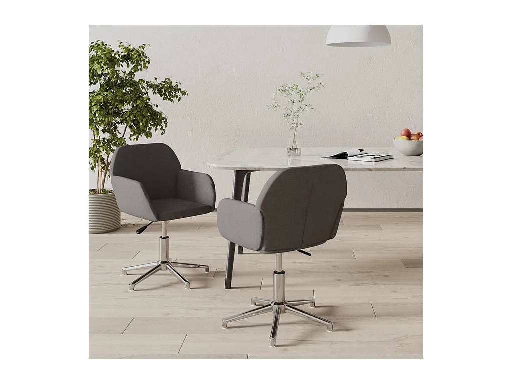 Chaises pivotantes à manger lot de 2 gris foncé tissu