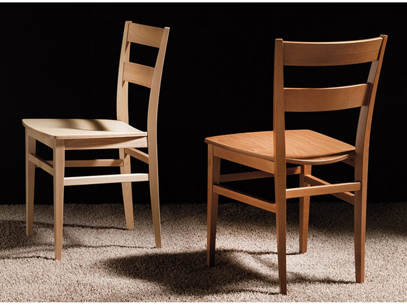 Chaise en bois massif Terra - Lot de 2-Couleur Merisier