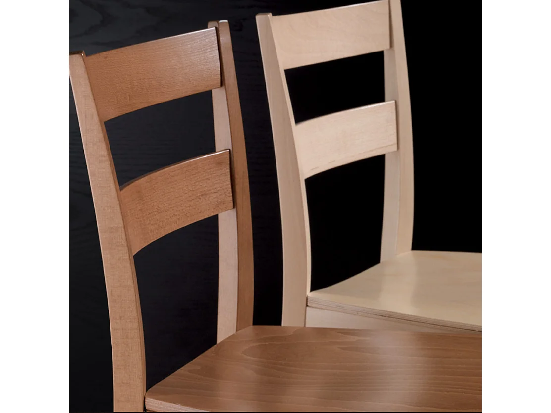 Chaise en bois massif Terra - Lot de 2-Couleur Merisier