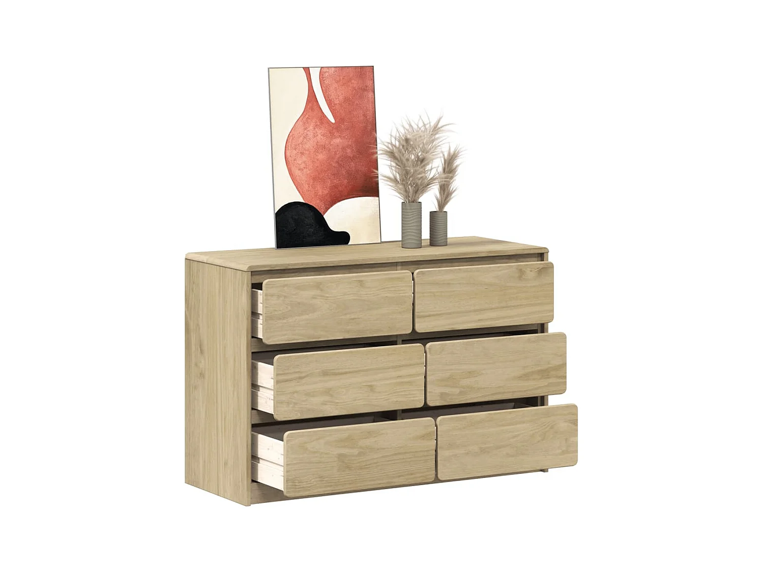 Ladekast SAUDA 111x43x73,5 cm massief grenenhout eikenkleurig