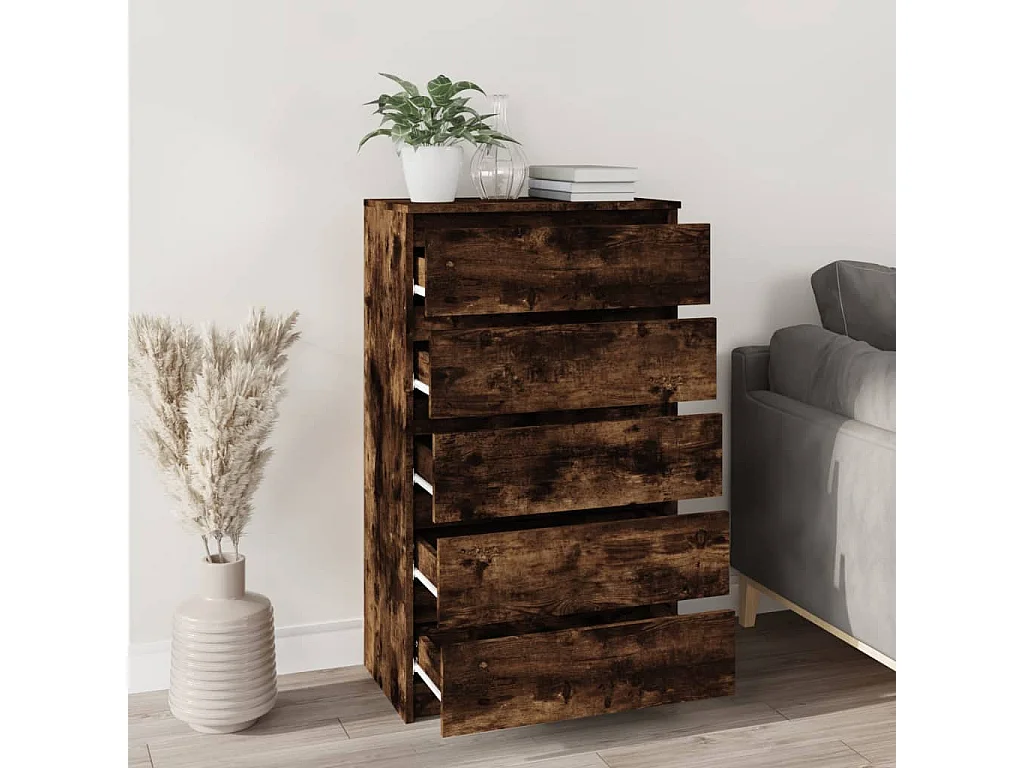 Commode Chêne fumé 60x36x103 Bois d'ingénierie