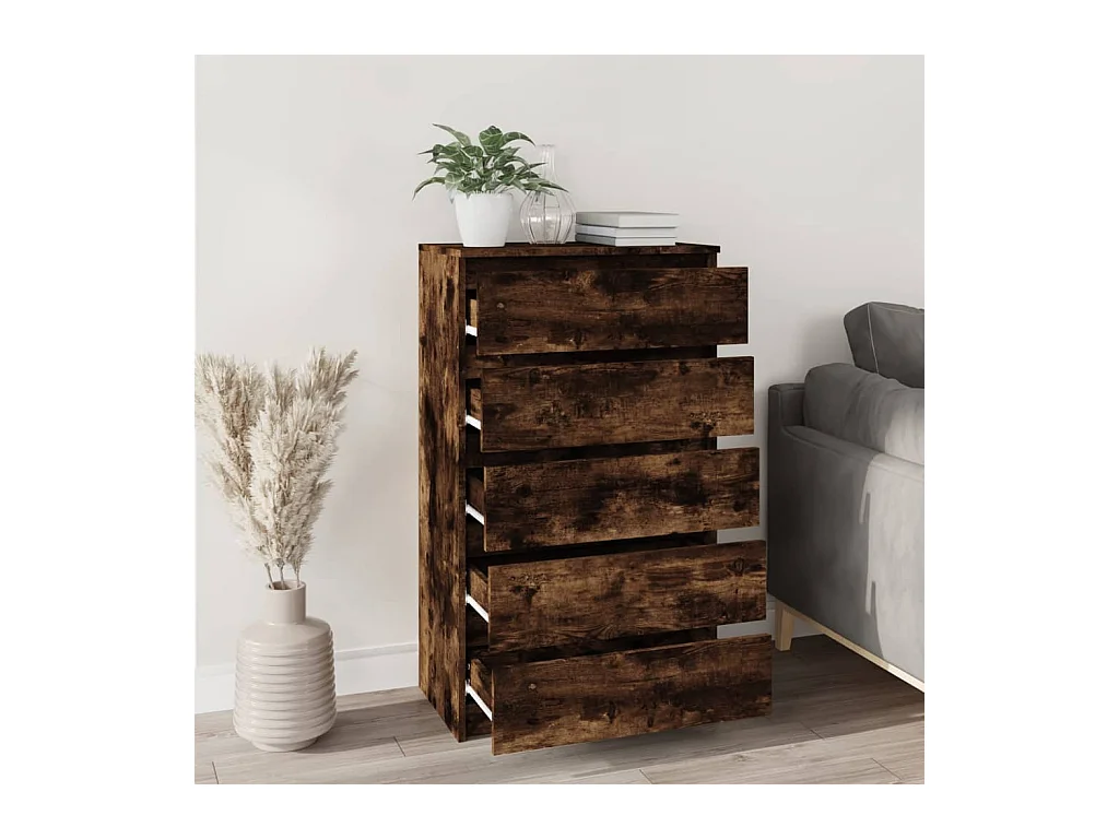 Commode Chêne fumé 60x36x103 Bois d'ingénierie