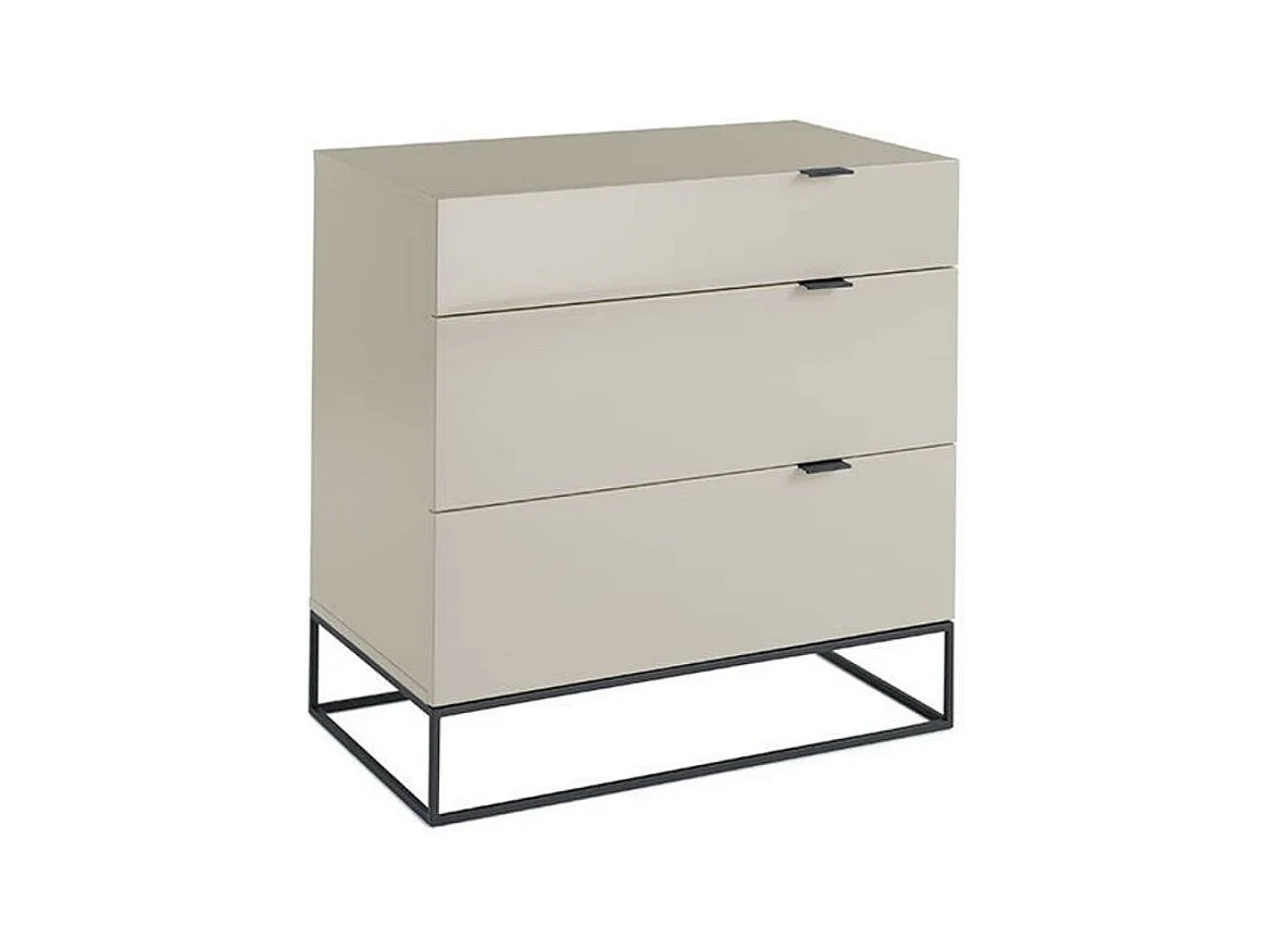 Commode 3 tiroirs bois laqué et acier noir Ciora-Couleur Alto