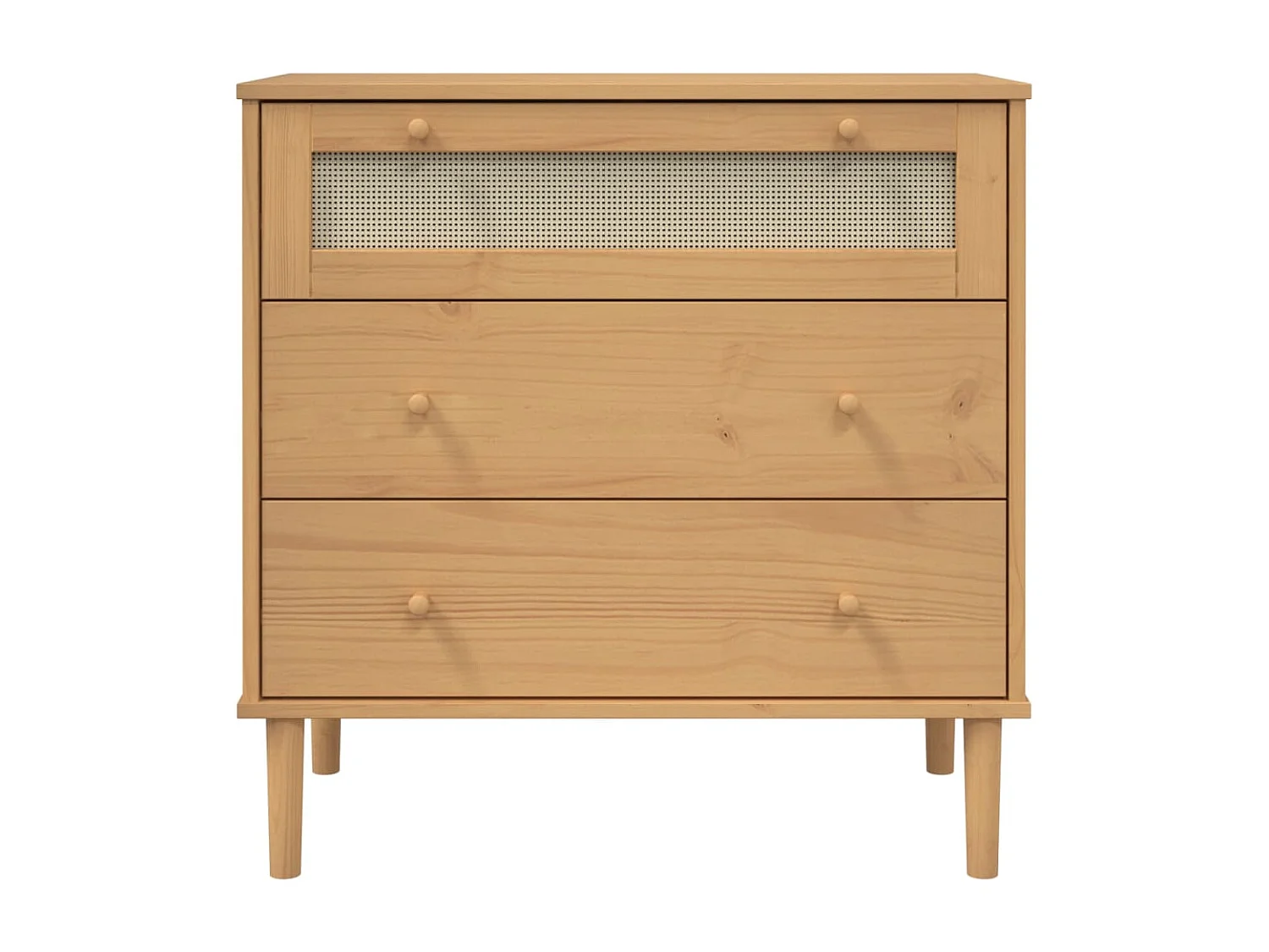 Commode SENJA aspect de rotin marron bois de pin solide